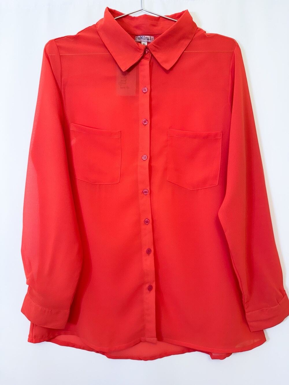 XL Large  Miami Beach Cover Up Light Red Coral Chiffon Women Shirt From India